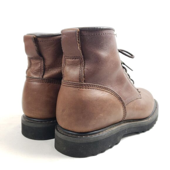 Double H Womens 6.5 Brown Leather Work Boots Oil Resistant Sole - Picture 3 of 9